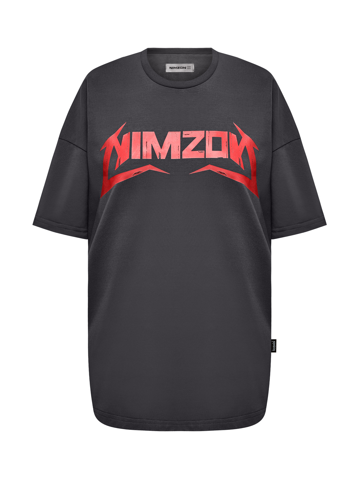 серая футболка с принтом под обтравку 