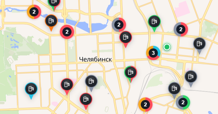 Карта заправок в Челябинске