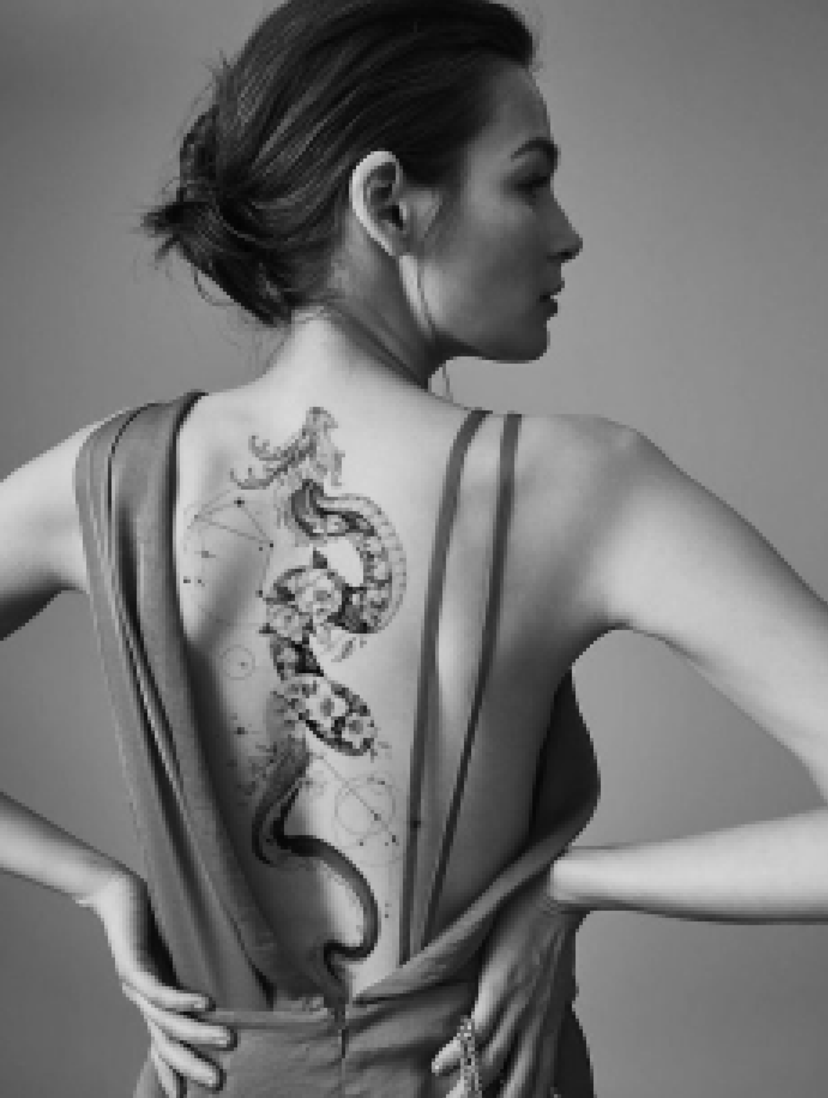 тату на спине змея