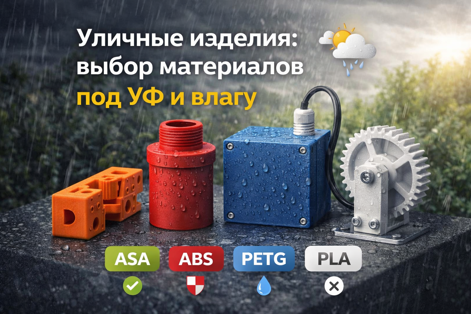 Уличные изделия: выбор материалов под УФ и влагу ️️