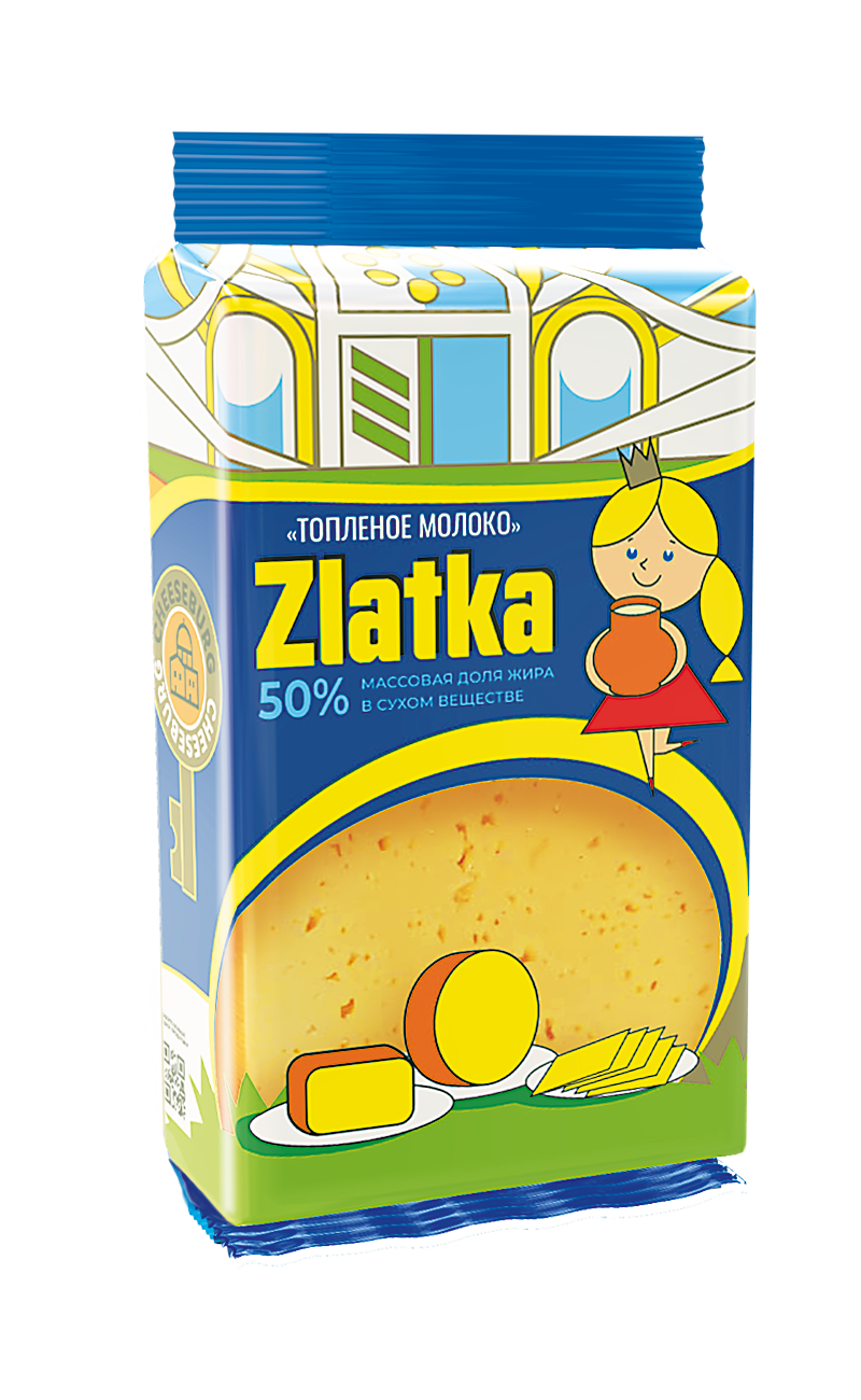 упаковка фасованного сыра Zlatka 200 г