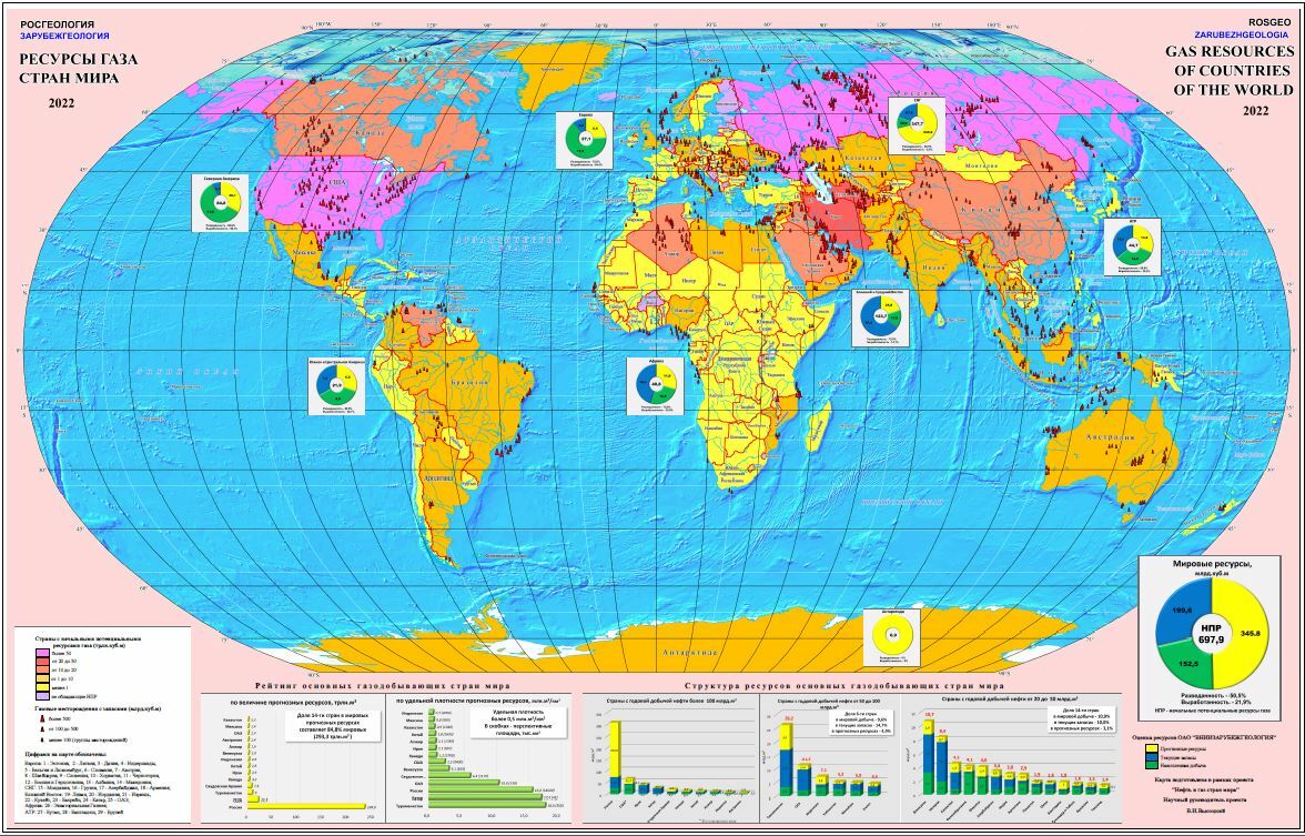 Карта запасов газа. Зарубежгеология.