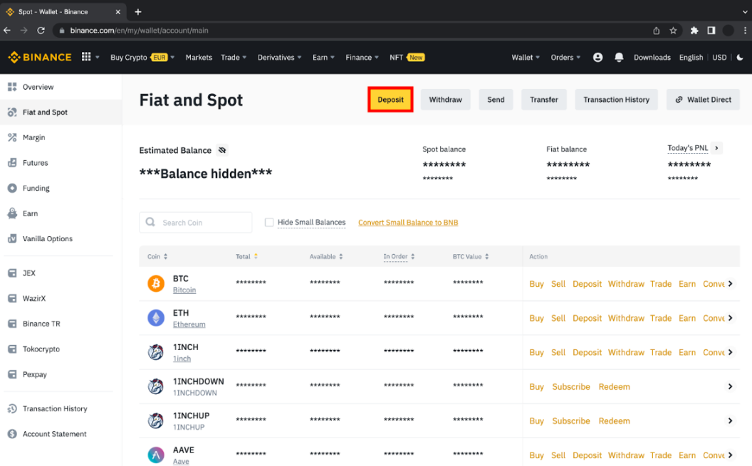 Depositing cryptocurrencies on Binance Futures