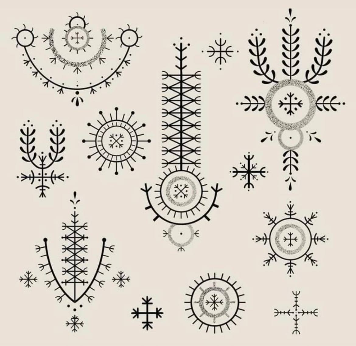 Эскизы северных символов и гальдрастафов для татуировки