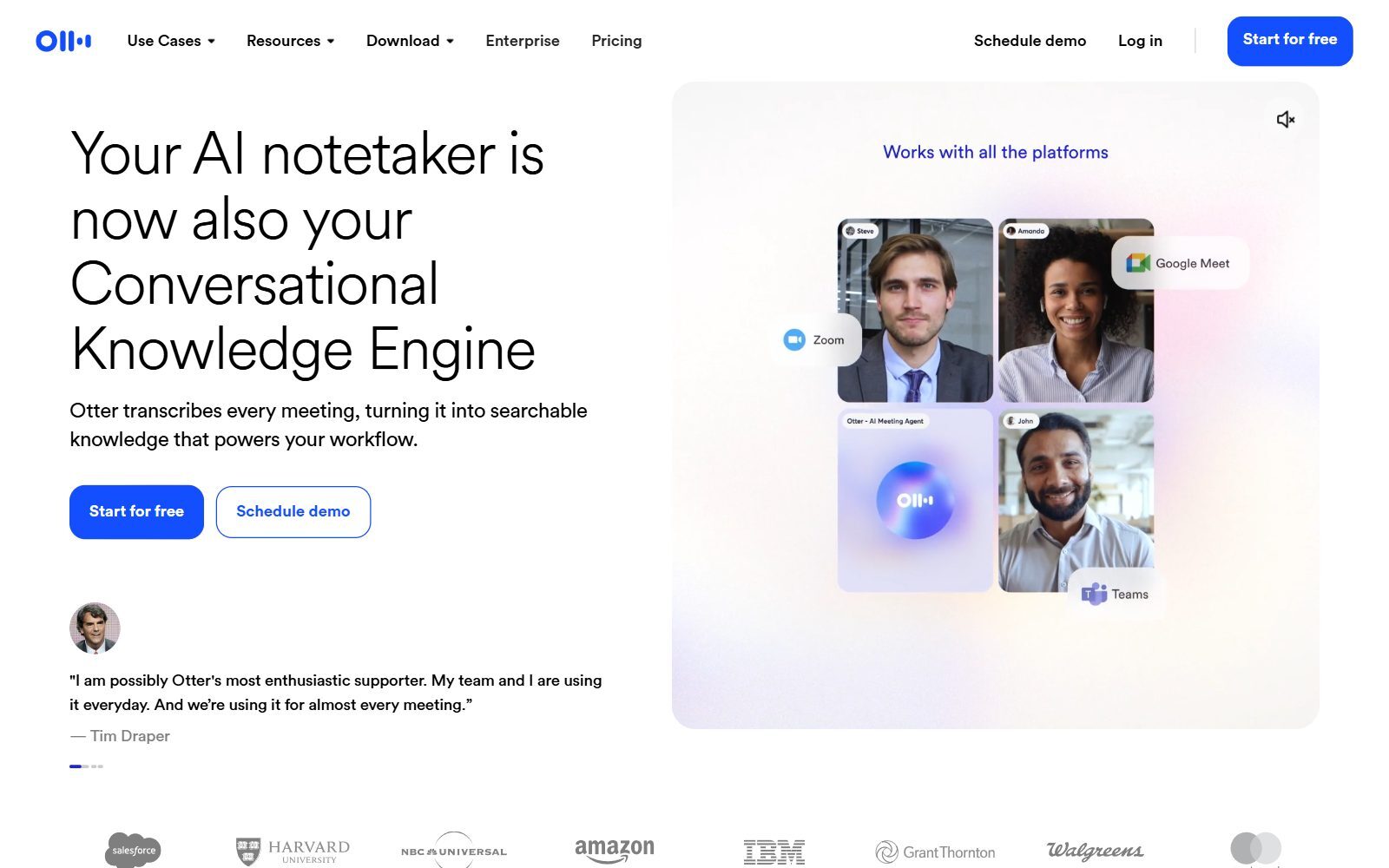 Otter.ai homepage screenshot (October 2026)