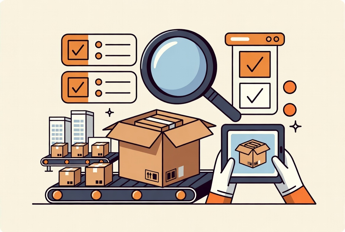 Illustration of product inspection and shipment checks