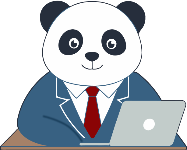 панда с компьютером
