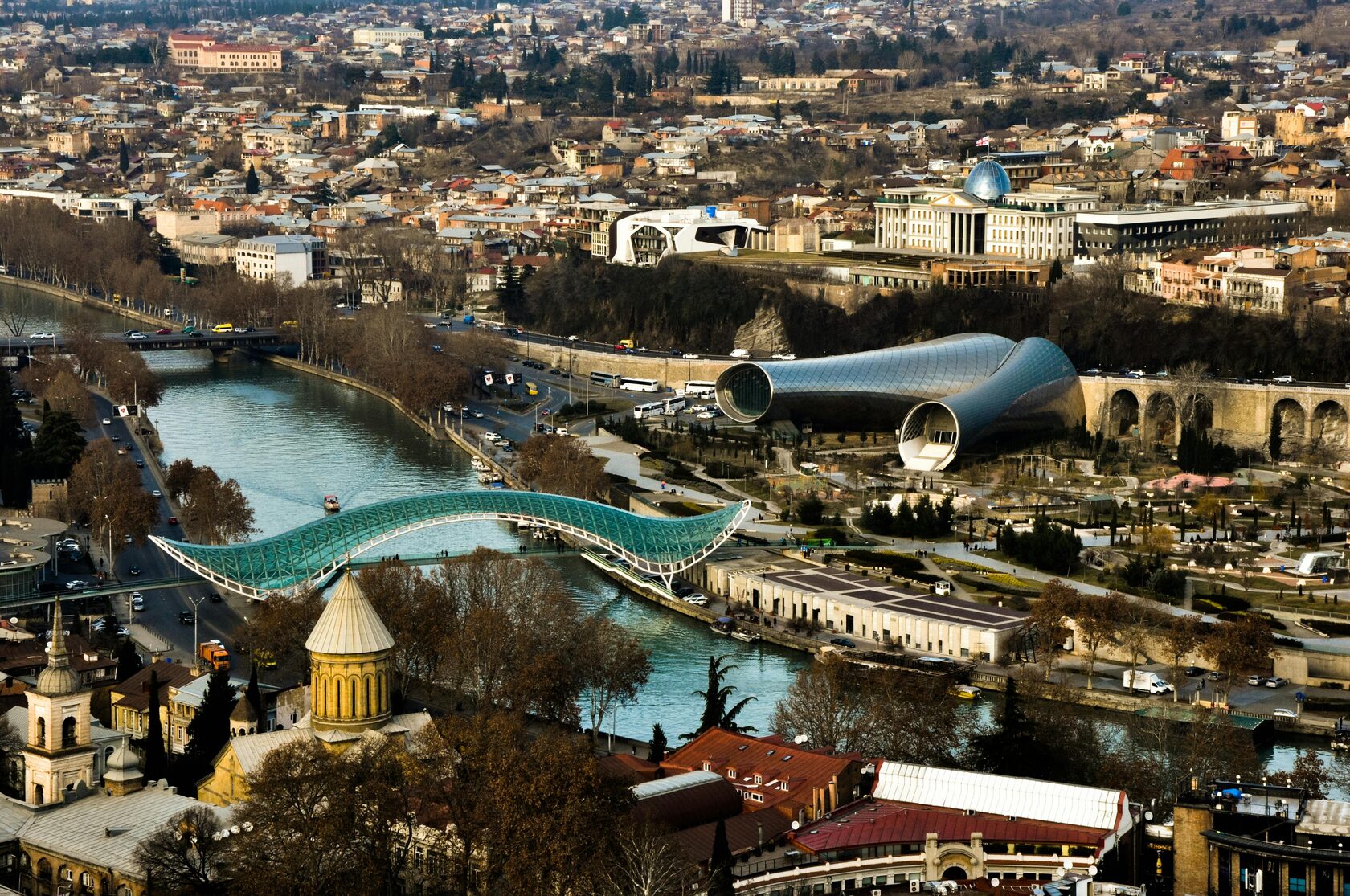rent apartment Tbilisi 2026 city view Bridge of Peace and modern districts
