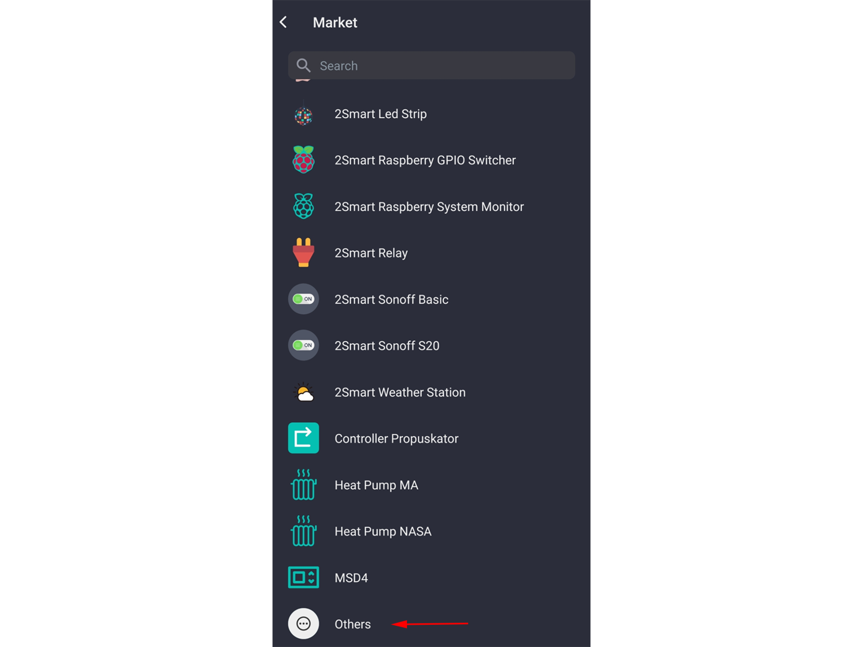 Smart Device Market in the 2Smart Cloud mobile app
