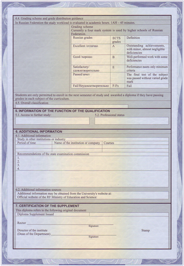 Европейское приложение к диплому образец