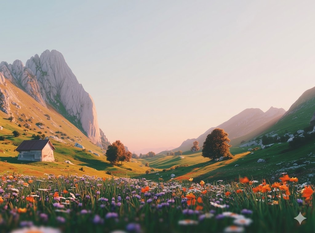 Calm Mountain Valley Background