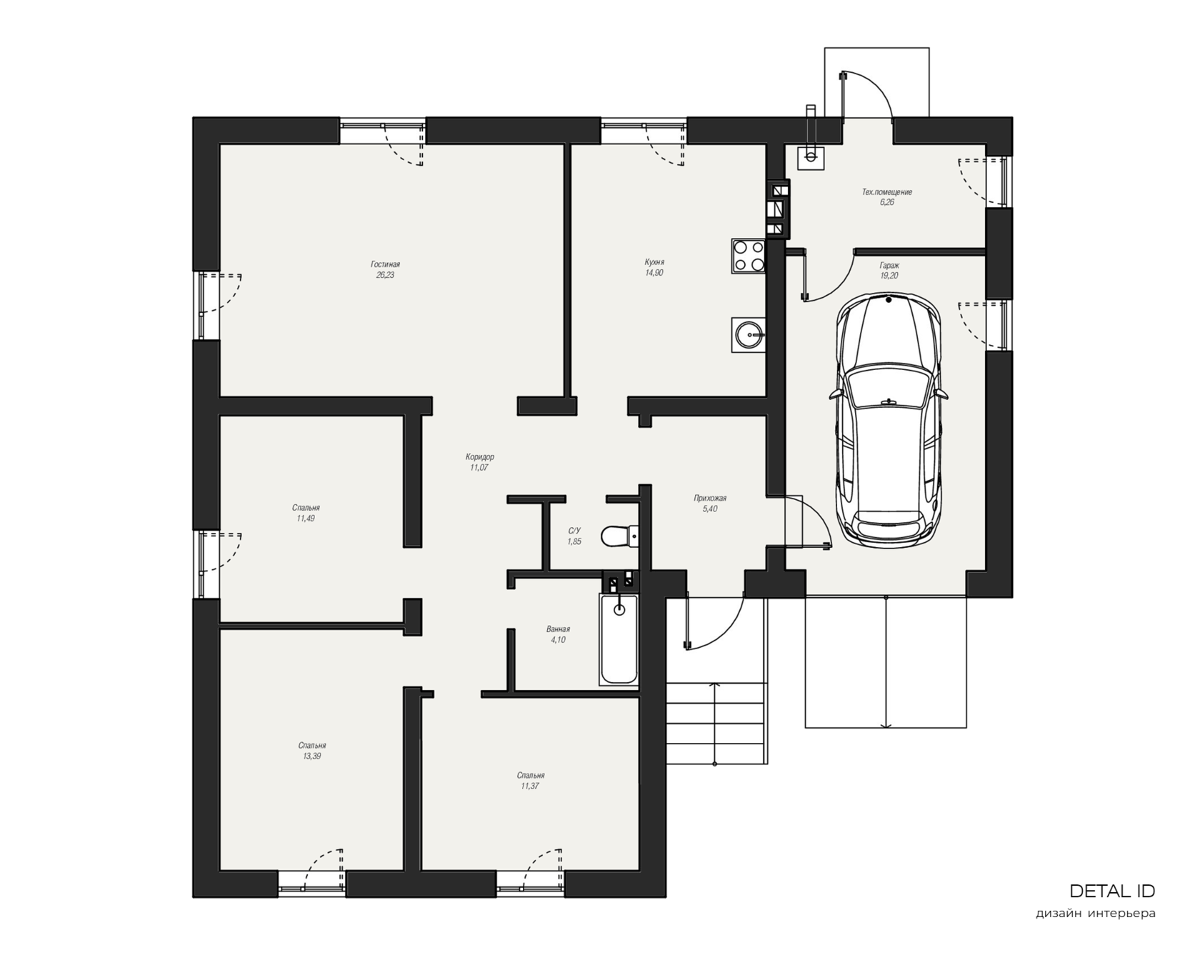 планировка одноэтажного дома