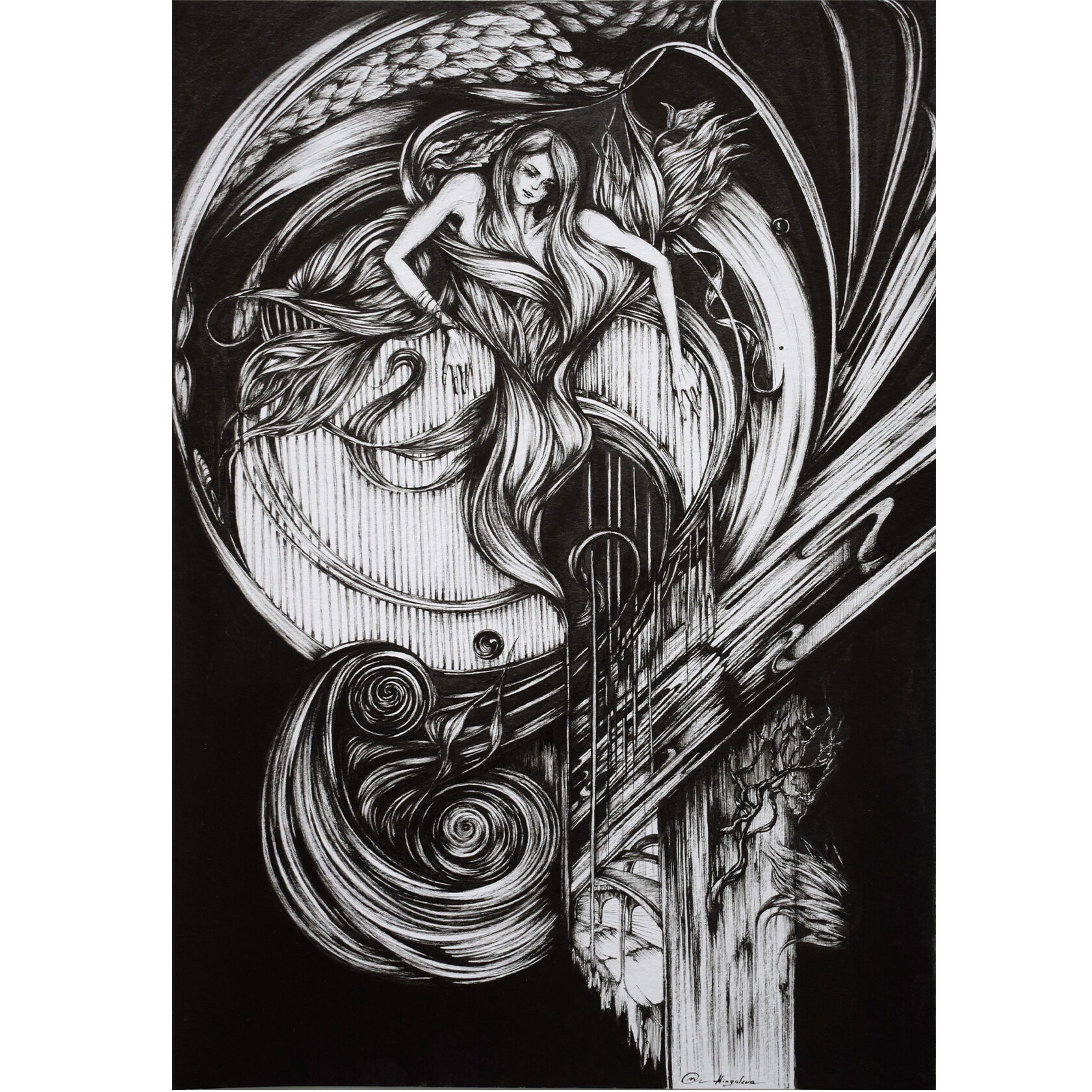 ink drawing, intuitive drawing, artist moscow, mingalevaart, художник график, графика Анна Мингалёва, картины mingalevaart, сюрреализм графика, символизм, 