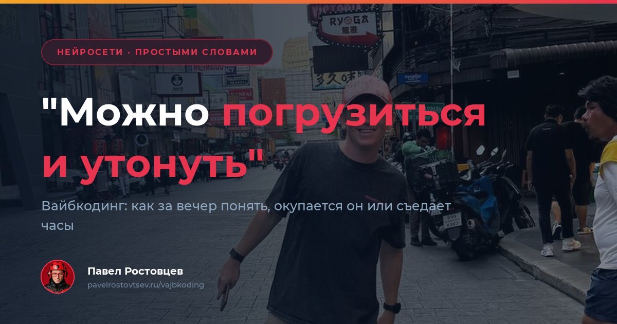 Вайбкодинг: пост в моём канале про стоимость часа