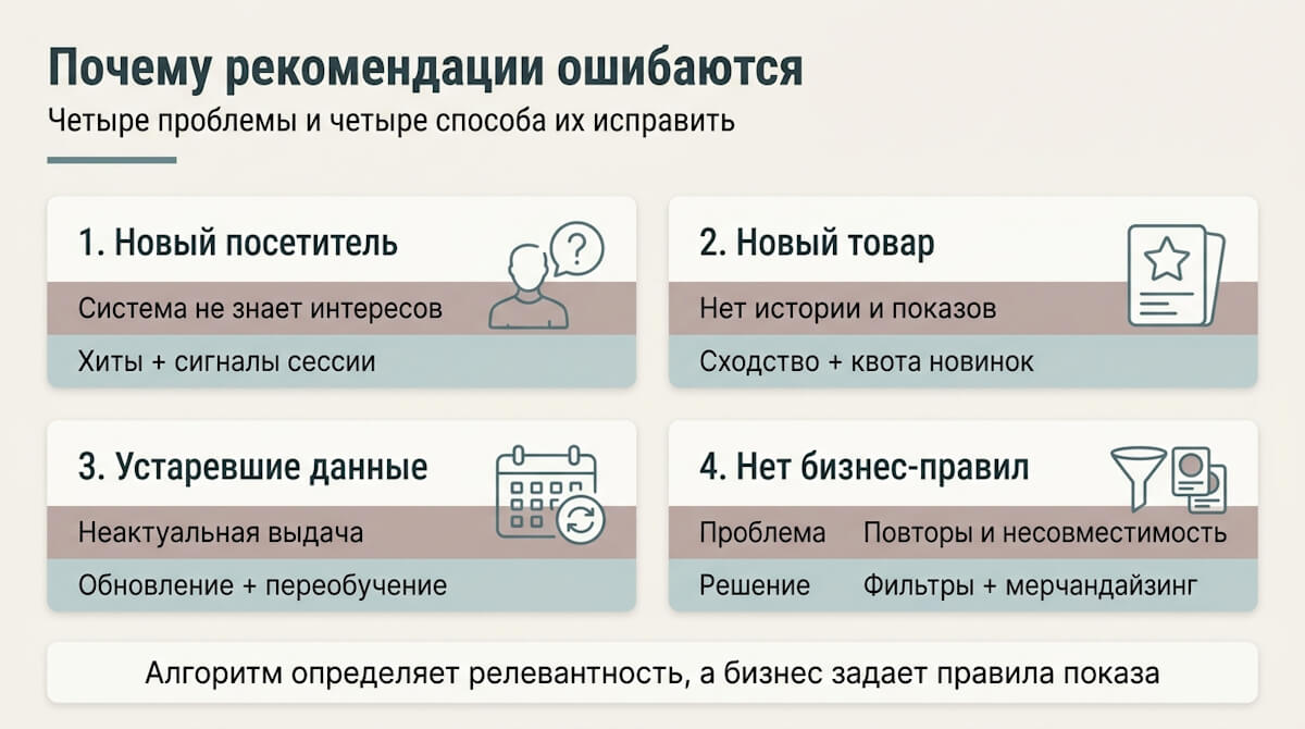 Почему рекомендации ошибаются или не работают