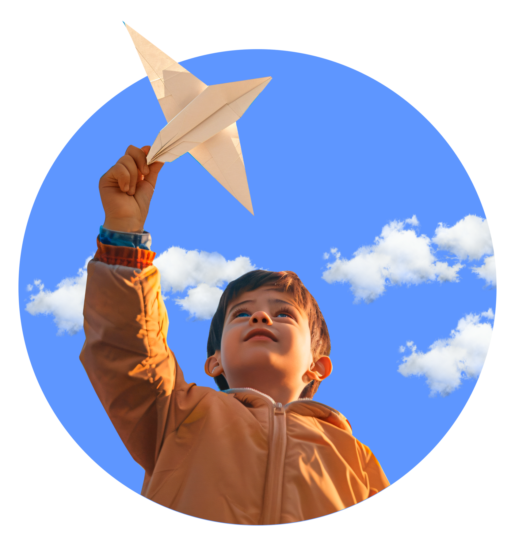 child with a paper airplane