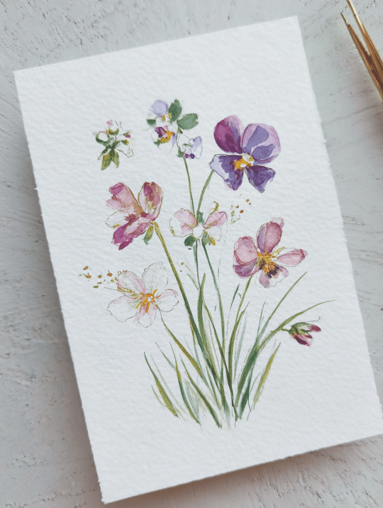 10 простых идей для весенней акварельной живописи для начинающих.