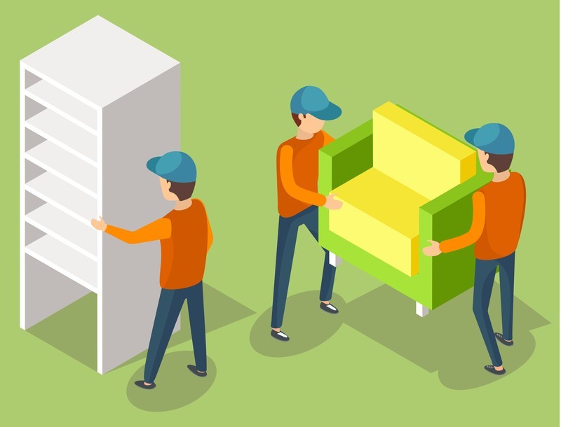 грузчики переносят мебель