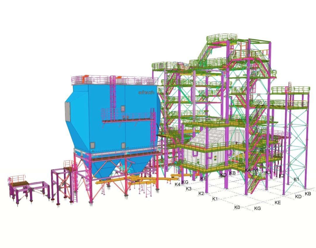 Boiler house structural design in Tekla