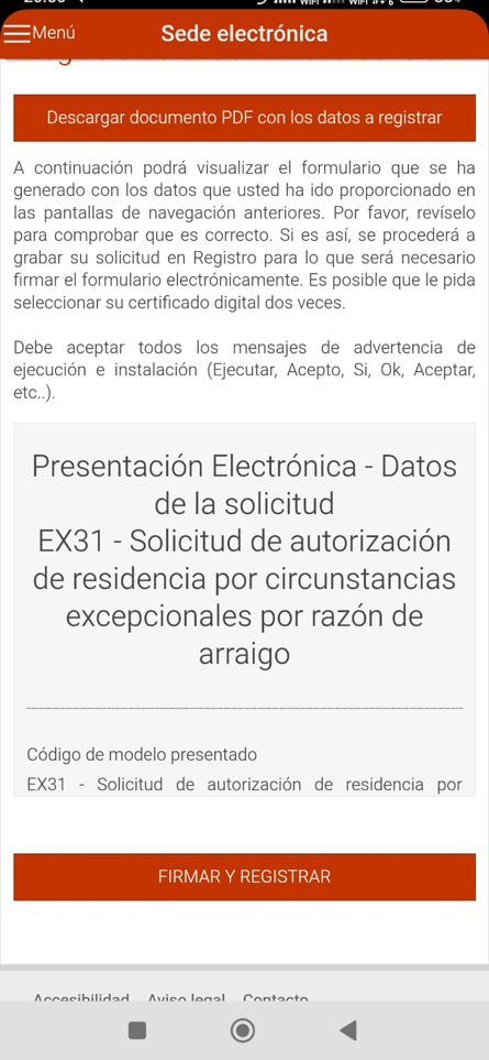 Firmar y Registrar