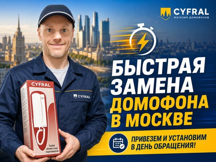 Быстрая замена трубки домофона: Москва. Выезд мастера в день обращения