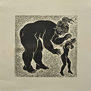 engraving linocut Nude