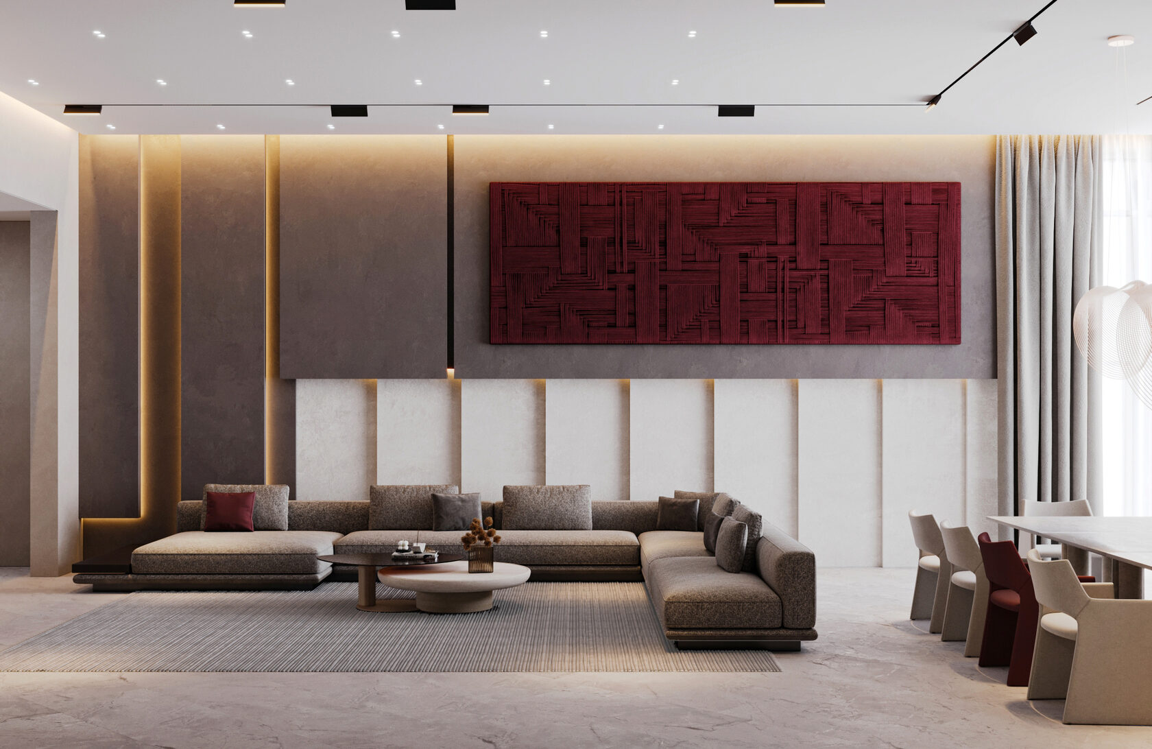 Дизайн гостиной с легким современном интерьером