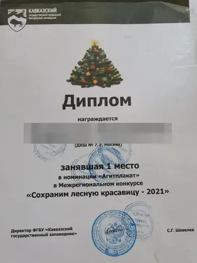 Диплом за 1 место