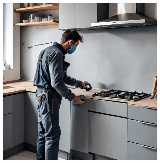 сборщик собирает кухню