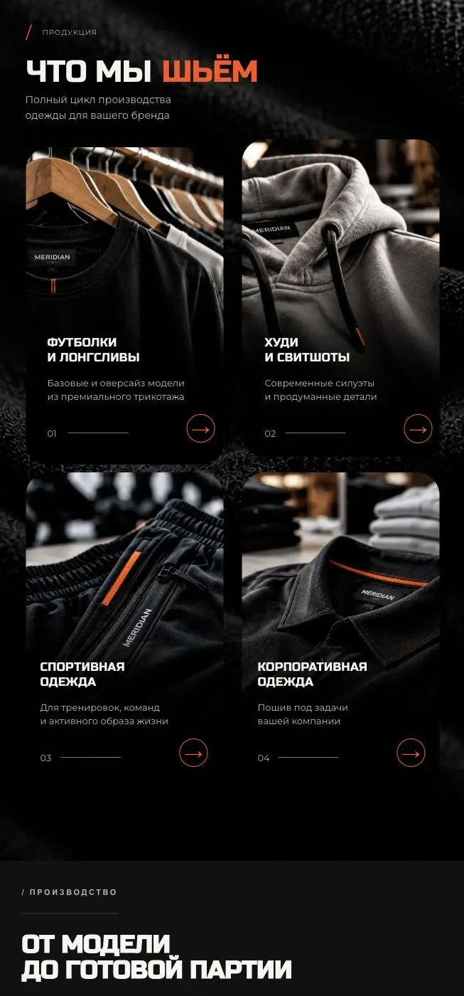 Раздел Что мы шьём, футболки и худи — реальный скриншот holstberry.ru