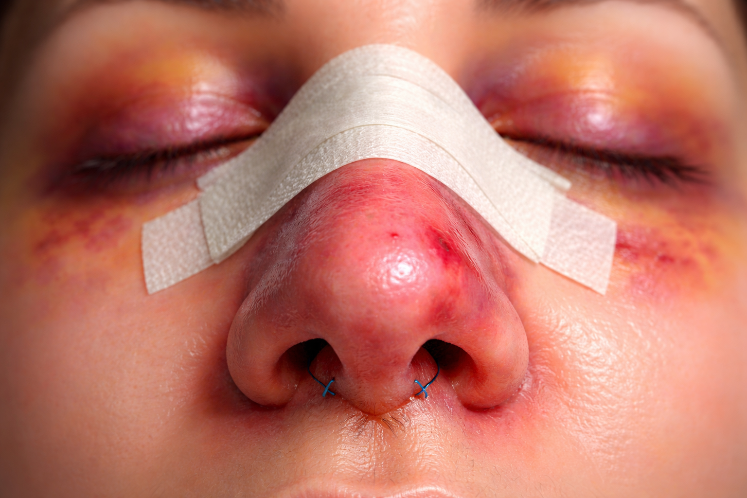 intérieur nez gonflé après rhinoplastie