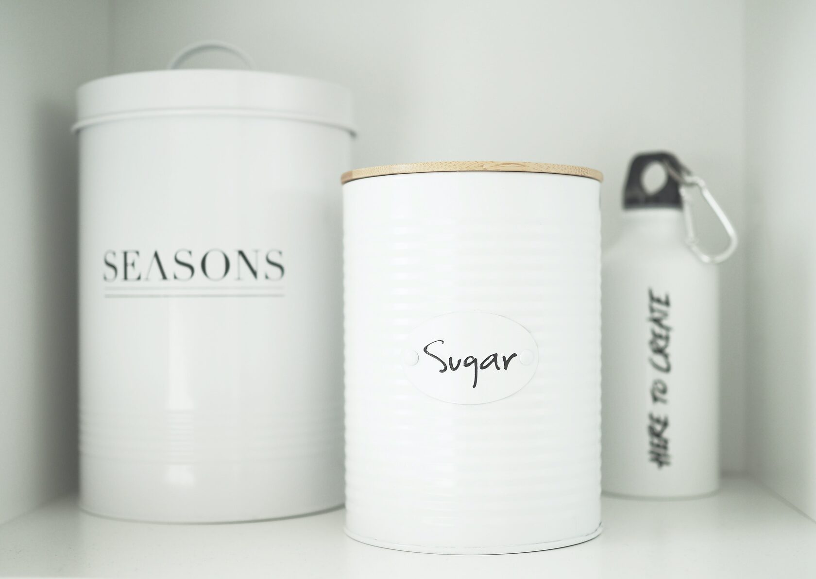 Jars for groats on a shelf