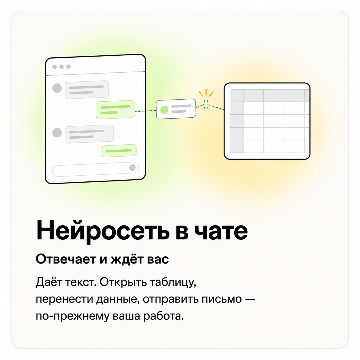 Нейросеть в чате отвечает и ждёт вас