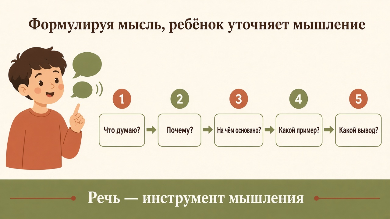 Цепочка: что думаю, почему, на чём основано, пример, вывод