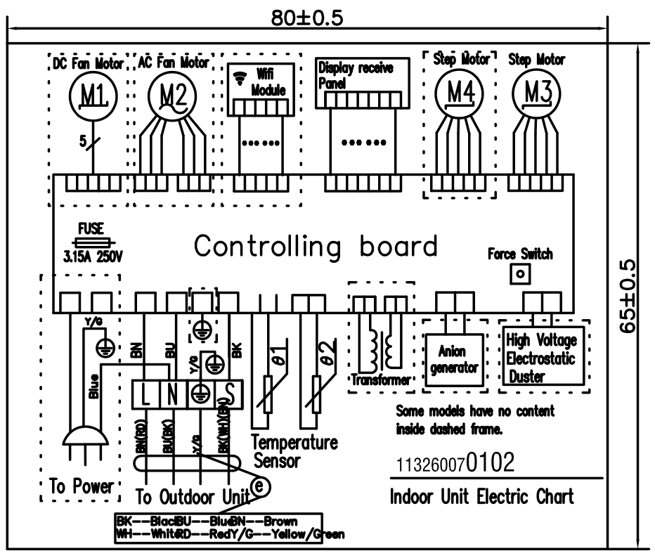 Схема подключения внутреннего блока Dahatsu DHP/DHV