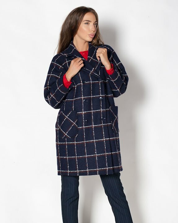 Дамско палто за зима 2023 в каре тип oversize