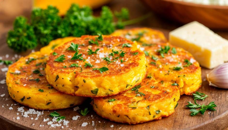 Оладьи из кабачков с зеленью, сыром и манкой