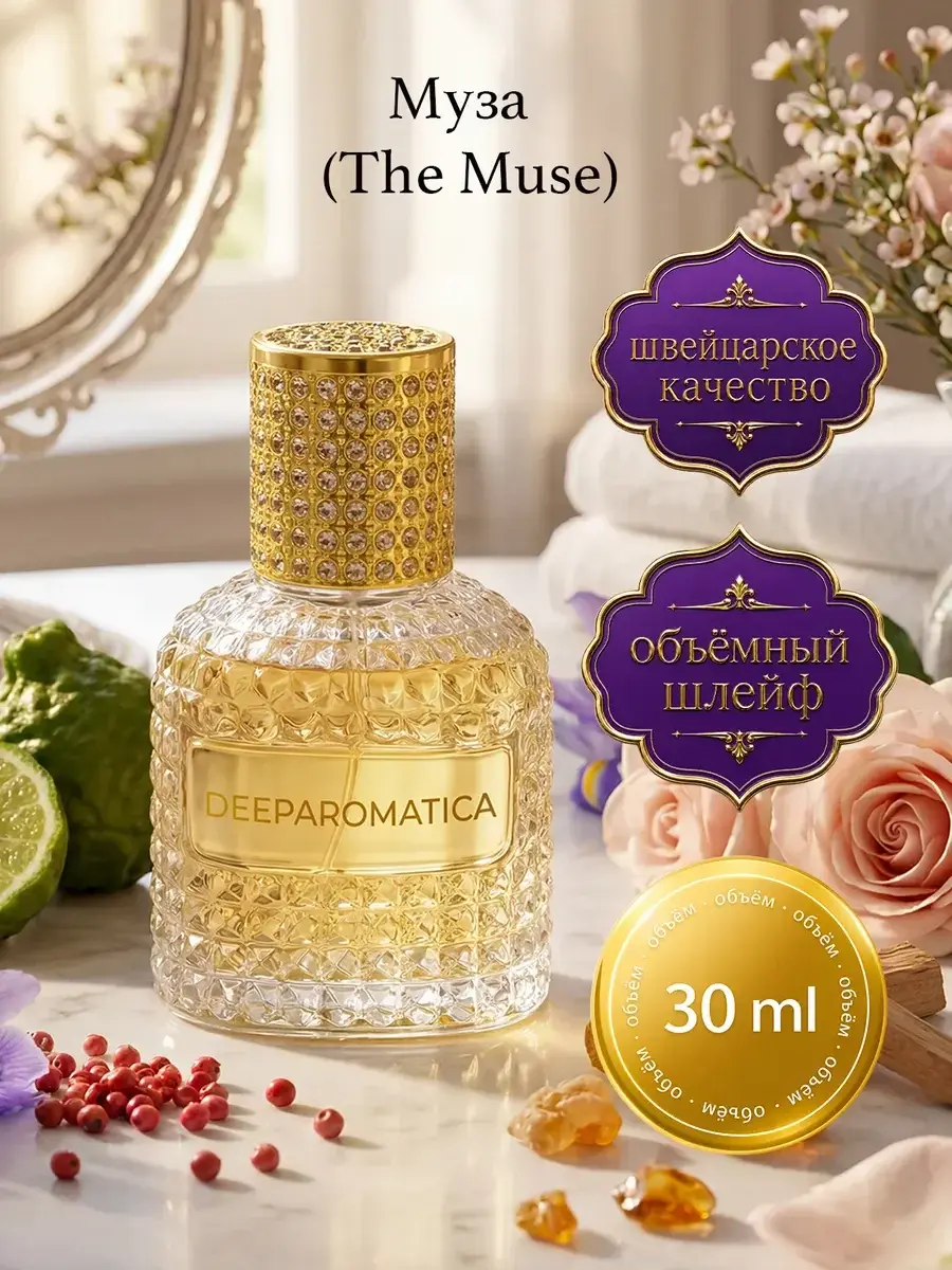 Муза — флакон DeeParomatica в вечернем свете
