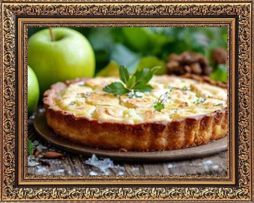 насыпной пирог с творогом и яблоками