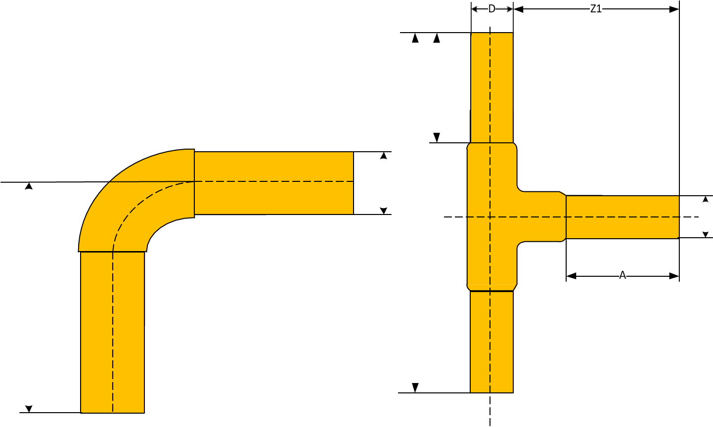 Литой отвод и литой тройник — Рисунки А.6.7 и А.6.8 (общая часть)