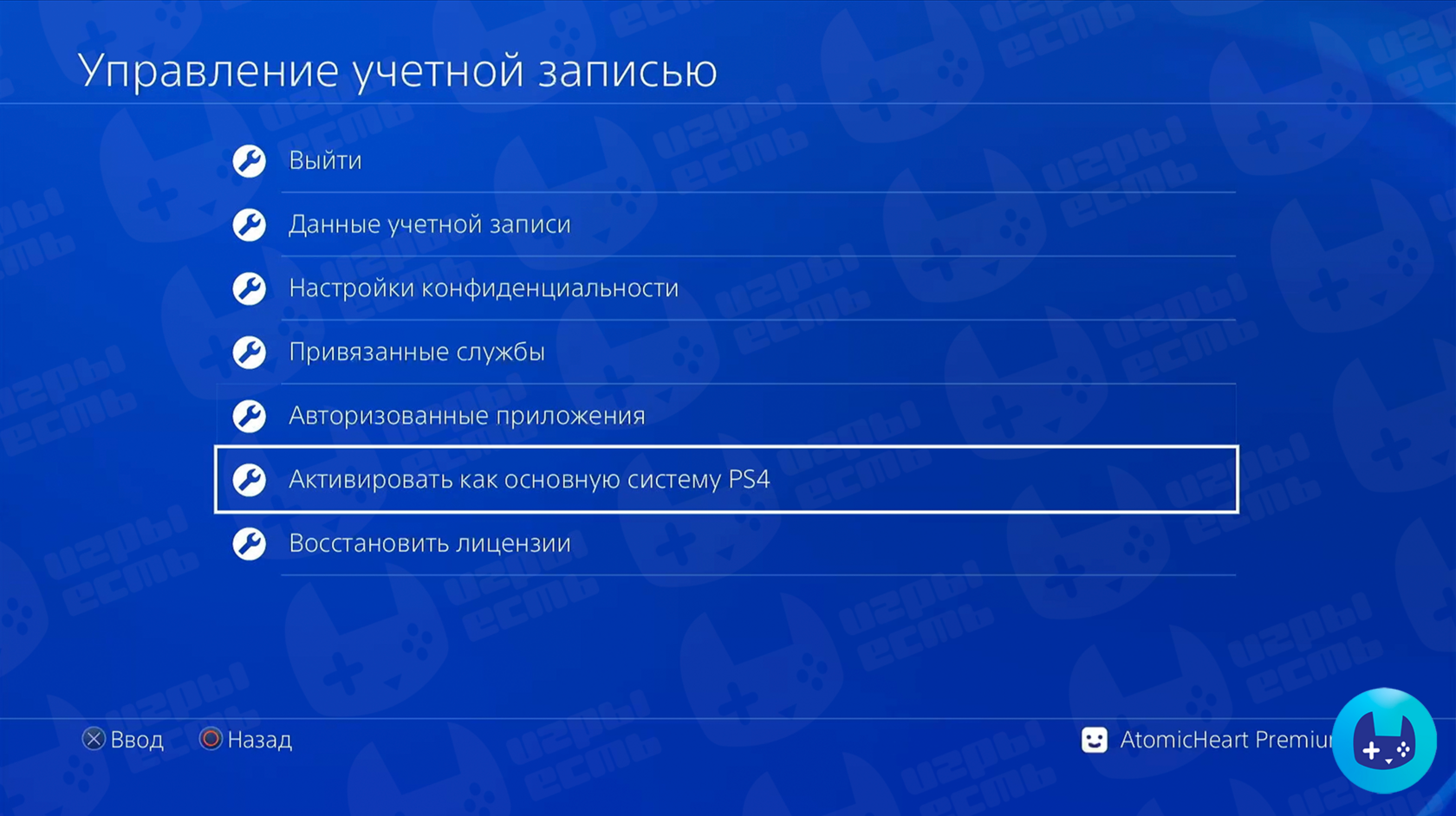 Шаг настройки PS4