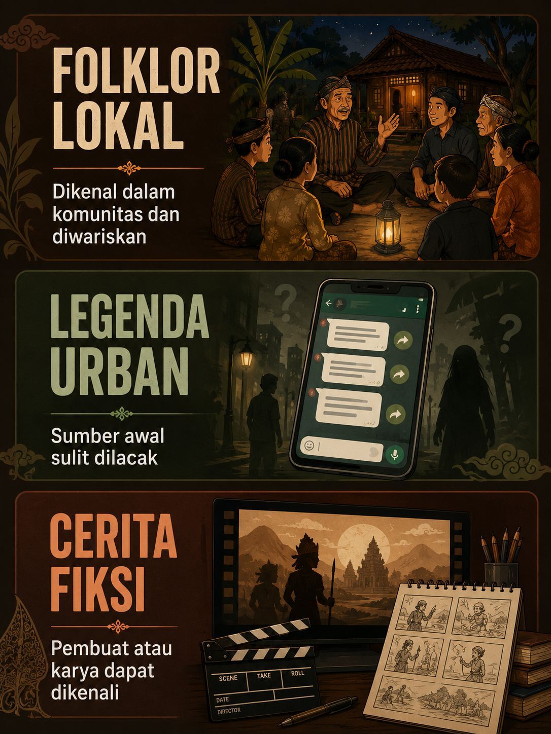 Perbandingan folklor lokal, legenda urban, dan cerita fiksi tentang pocong penolong