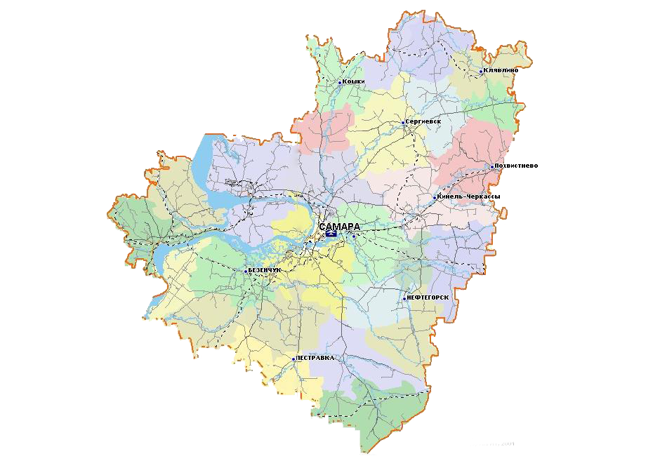 Карта самарской области с городами