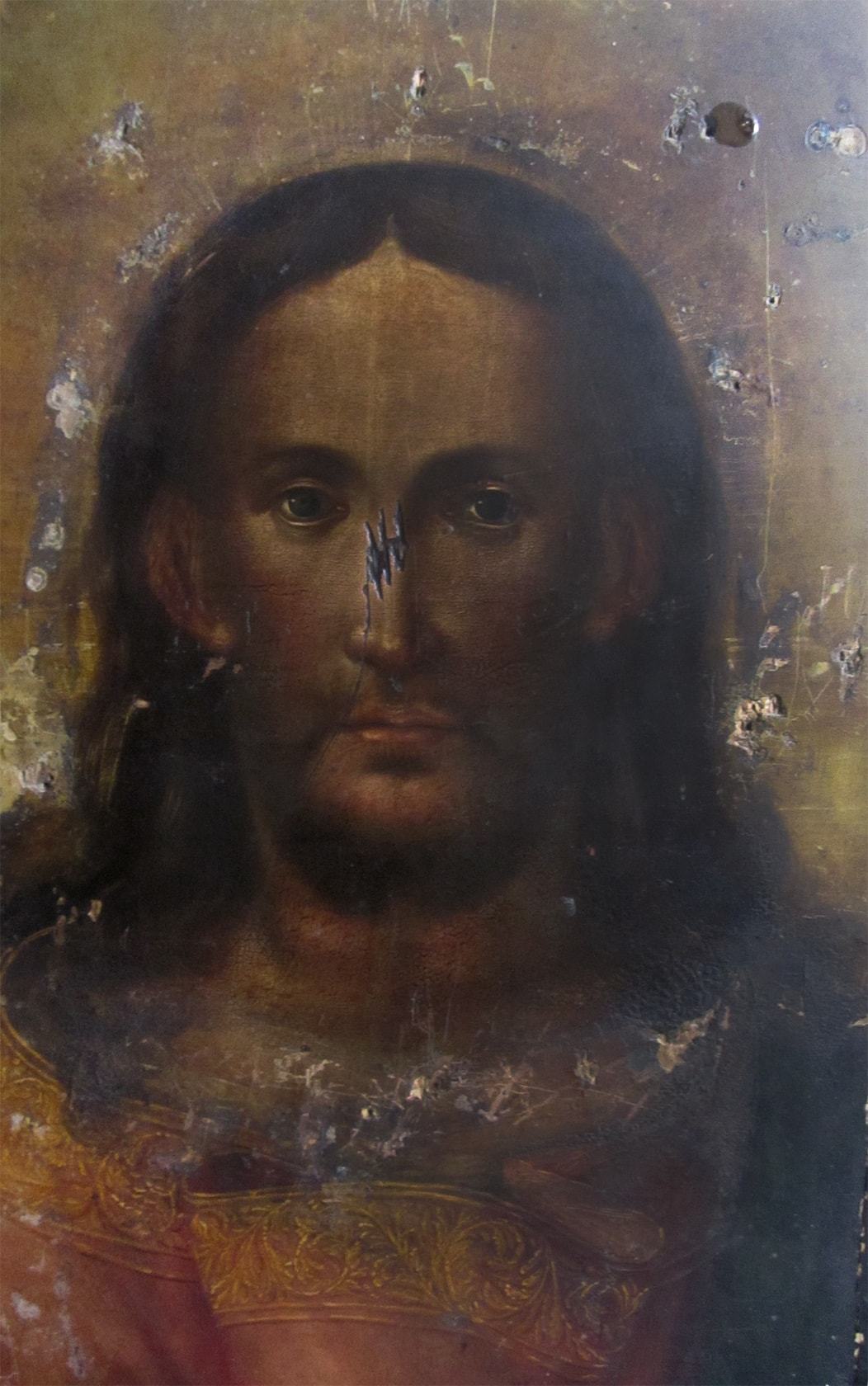 restoration, restoration of icons, restoration of icons stages, Icon of Christ the Pantocrator, early 20th century.