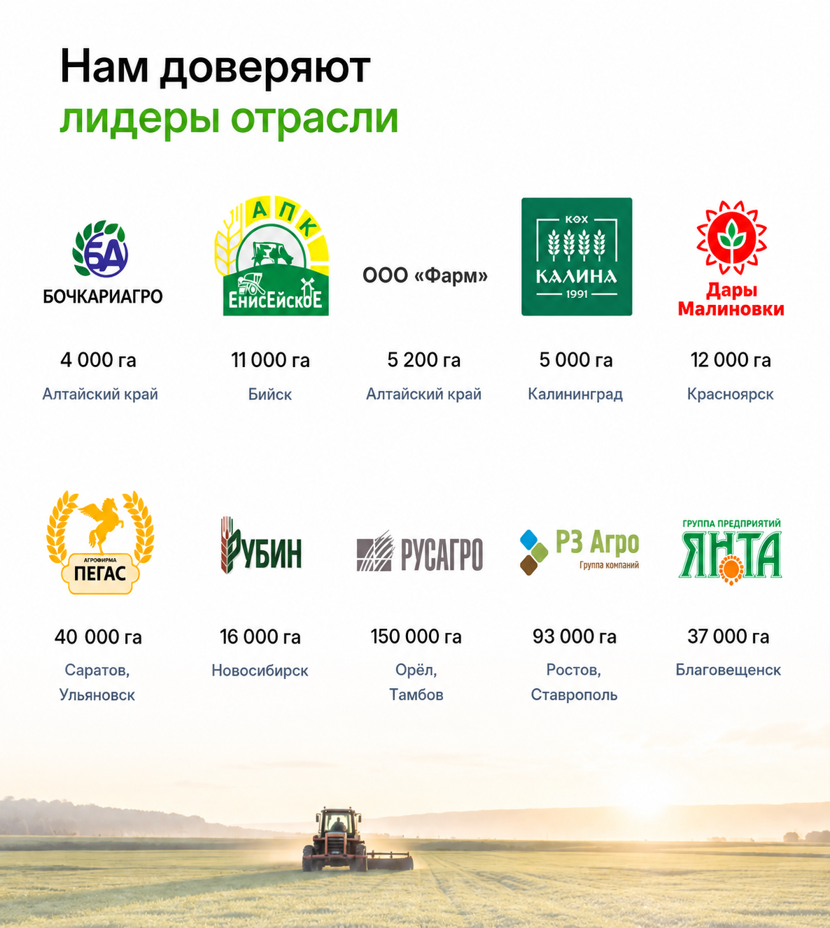 Нам доверяют лидеры отрасли