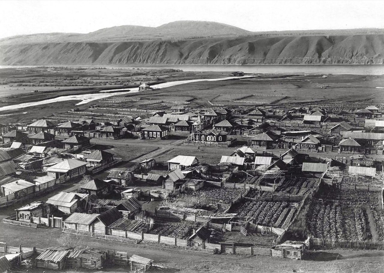 Панорама деревни Базаихи. Енисейская губерния