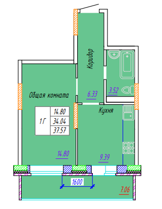 ЖК Волжская тройка планировка однокомнатной квартиры