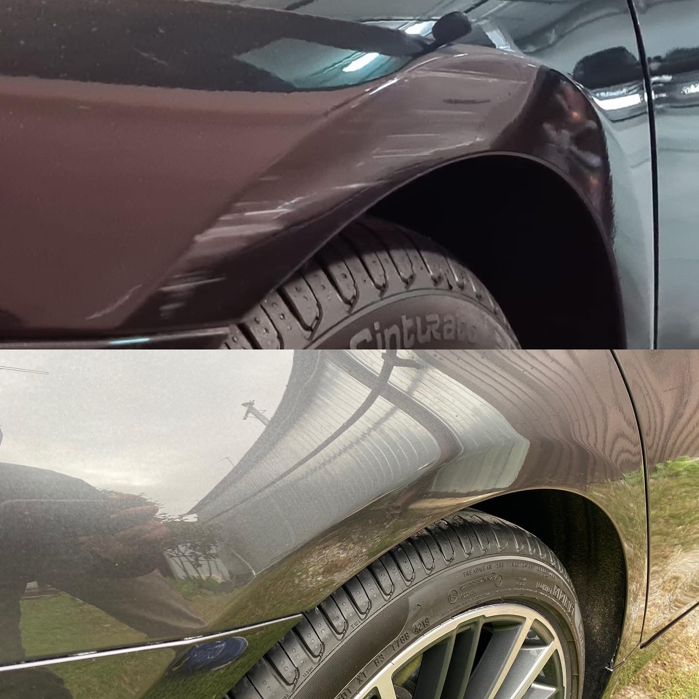 Покраска BMW 5 — задняя арка и крыло до и после восстановления, Краснодар