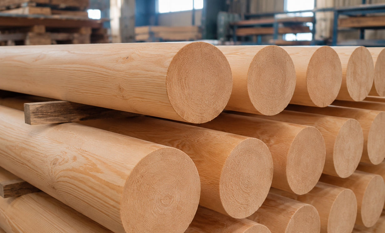 Оцилиндрованный клеёный брус из древесины хвойных пород
