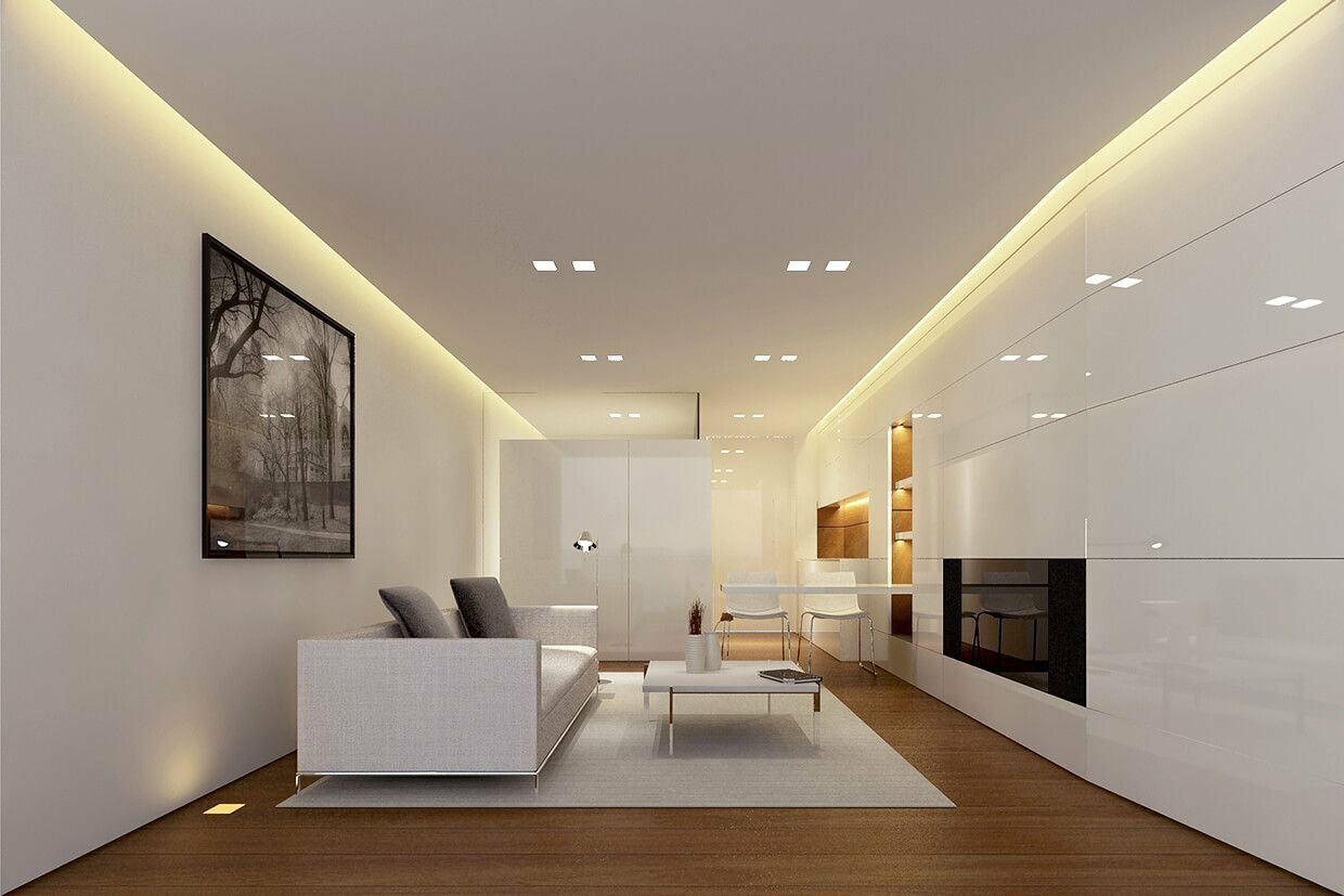 свет в гостиной дизайн натяжные потолки